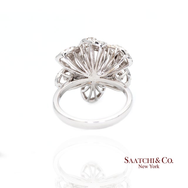 Early 21st Century 14k(585) White Gold Natural Diamond Ring Size 7 For Sale - Image 5 of 8