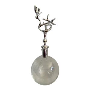 Contemporary Kravet Glass Decanter With Silver Coral Design Stopper