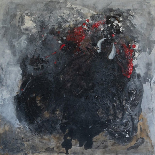 Abstract Composition, Original Mixed Media on Canvas, 2000s For Sale