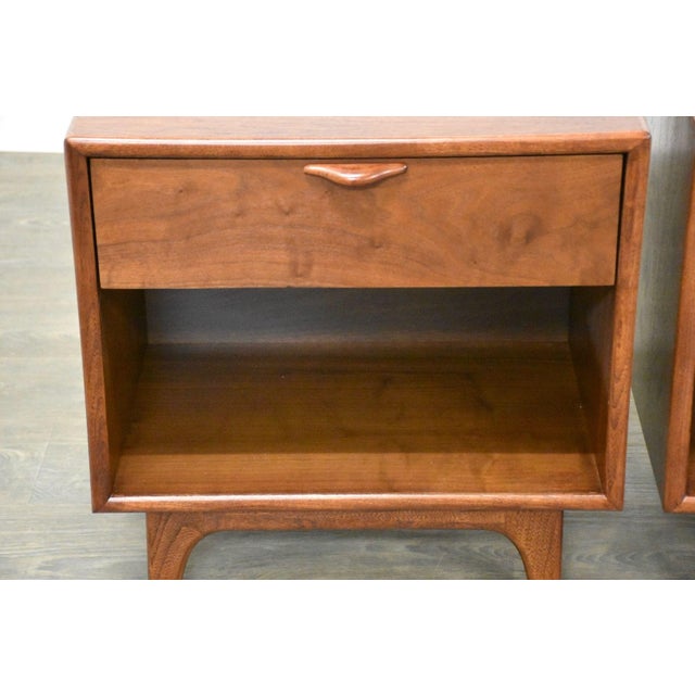 Wood 1960s Refinished Walnut Nightstands by Lane Perception - A Pair For Sale - Image 7 of 10