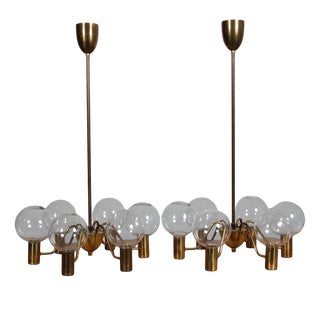Mid-Century Patricia Chandeliers in Brass by Hans-Agne Jakobsson, 1960s, Set of 2 For Sale