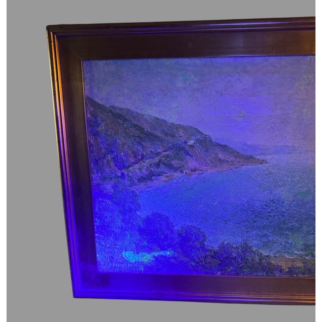 Blue Antique Gilt Framed Impressionistic Landscape Oil Painting New Hope School s.g. Phillips For Sale - Image 8 of 10
