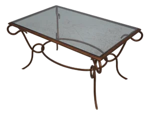 Regency Style Gold Finish Iron Base Glass Top Coffee Table