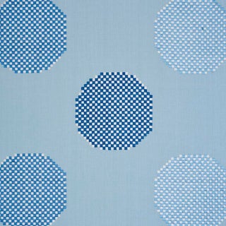 Sample - Schumacher Hansen Embroidery Fabric in Blue For Sale