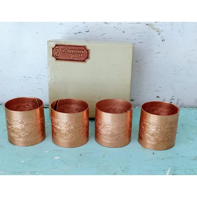 Vintage CopperCraft Nos Copper Napkin Rings Set of Four For Sale - Image 4 of 10