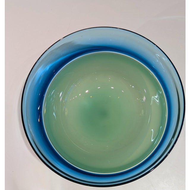 Sonja Blomdahl Incalmo Blue and Green Studio Glass Bowl For Sale In San Francisco - Image 6 of 8