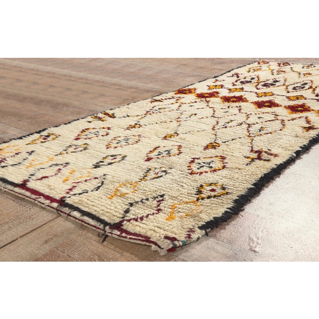 Beige Vintage Azilal Boucherouite Moroccan Rug, 03'04 X 08'04 For Sale - Image 8 of 10