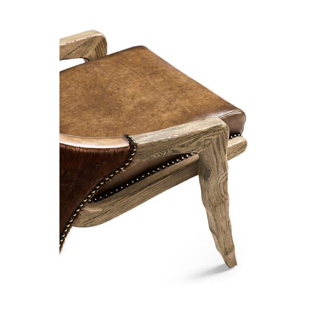 2020s Rustic Western Leather & Hide Side Chair For Sale - Image 5 of 9