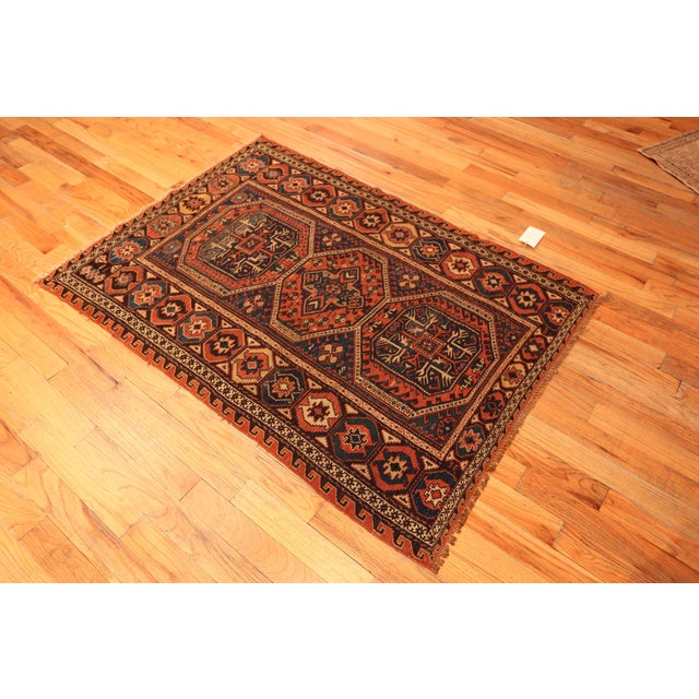 Small Intricate Geometric Antique Caucasian Soumak Rug, Country of Origin: The Caucasus, Circa Date: 1920