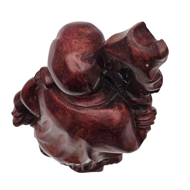 Mid Century Chinese Hand Carved Wood Figure of Shou Xing Longevity Deity 12.75" For Sale - Image 9 of 11