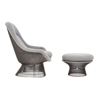 Warren Platner for Knoll Bronze Lounge Chair With Ottoman. For Sale