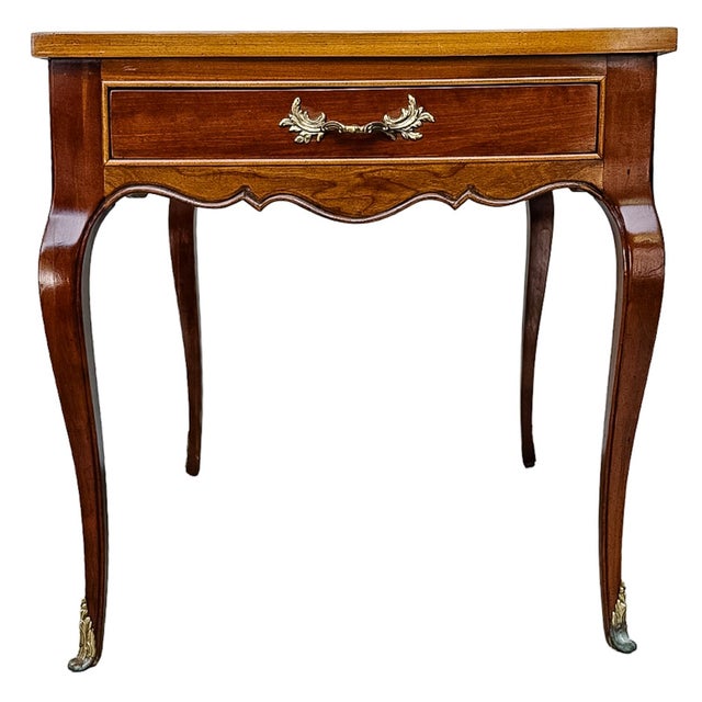 1970s High-Shine French Provincial-Style Inlaid Mahogany Side Tables by Sherrill Furniture - A Pair For Sale - Image 13 of 18