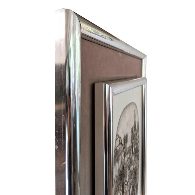 Vintage Abstract Heshi Yu Cityscape Modernist Artwork Canvas Signed For Sale - Image 4 of 11