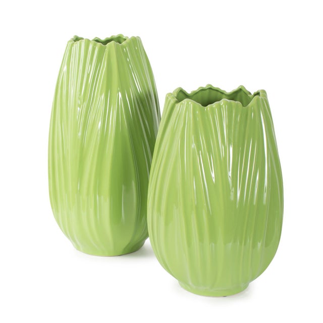Field Green Short Ceramic Vase For Sale In Chicago - Image 6 of 9