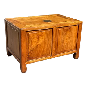 Mid 20th Century Vintage Beechwood Chinese Lidded Storage Chest