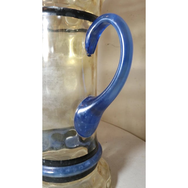 Large Vintage Quality Hand Blown Studio Art Glass Lidded Beer Stein Pitcher For Sale - Image 10 of 12
