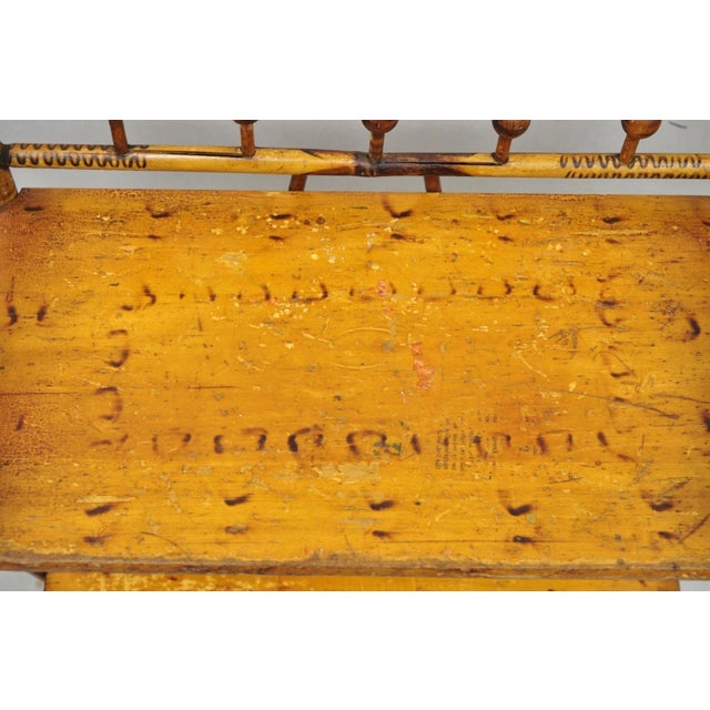 Wood Antique English Victorian Burnt Bamboo Stick & Ball Small Bookcase Curio Shelf For Sale - Image 7 of 16