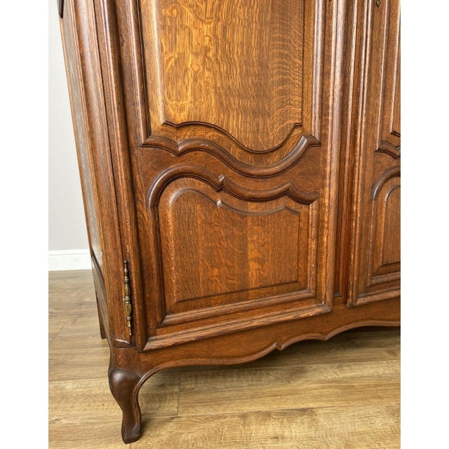 Brown Vintage French Louis XVI Style Wardrobe in Oak For Sale - Image 8 of 16