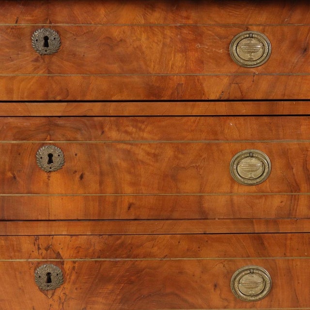 Wood Empire Walnut Chest of Drawers with Brass Inlays For Sale - Image 7 of 12