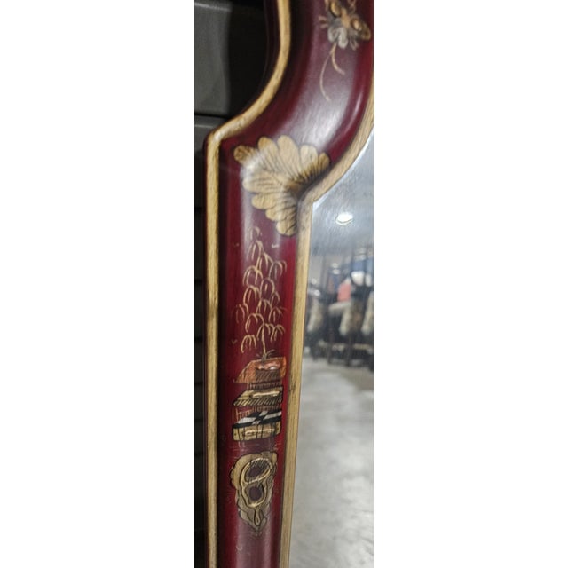 Red Late 20th Century Friedman Brothers Chinoiserie Mirror Williamsburg Style Red Lacquer Frame For Sale - Image 8 of 9