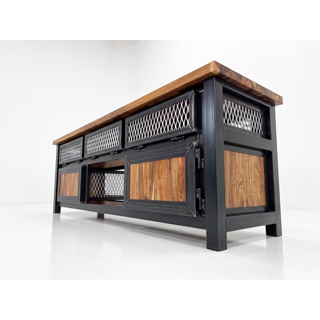 Custom Modern Industrial Media Console and Tv Stand For Sale - Image 4 of 4