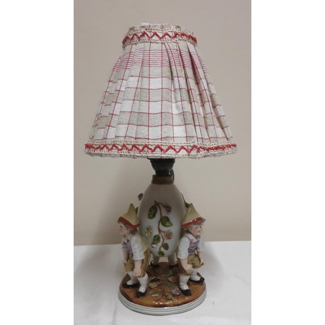 Brown Antique Figurative Bedside Lamps with Porcelain Bases, 1900s, Set of 2 For Sale - Image 8 of 18