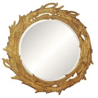 The St Michelle is a sunburst of hand-carved leaves radiating around a round central mirror, finished in a softly aged...