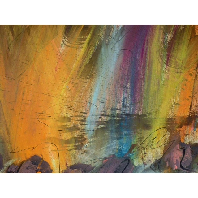 Abstract 1980s Mark Dickson Untitled Mix Media, Pastel and Watercolor Abstract Hand Signed For Sale - Image 3 of 6