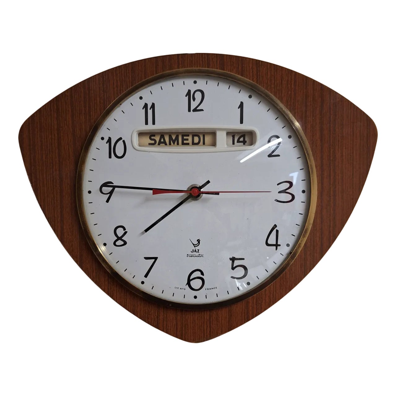 Mid-Century French Wall Clock with Date and Day Display by Jaz