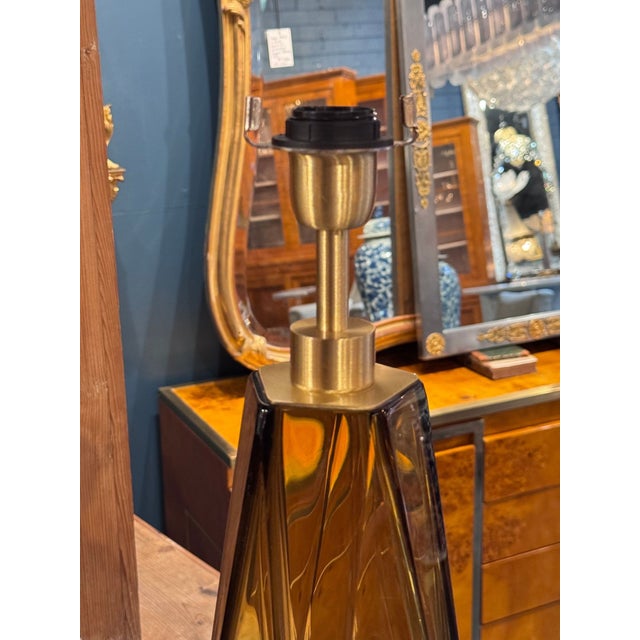 Murano Amber Glass Lamps - a Pair For Sale In Dallas - Image 6 of 7