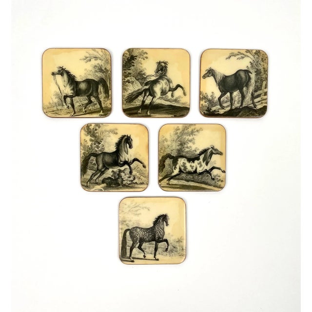 Lacquered Wood Horse Coasters, Italy, 1950s, Set of 6 For Sale - Image 3 of 18