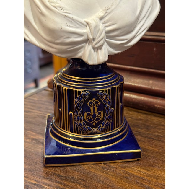 Manufacture de Sevres Antique Bisque Porcelain Sevres Style Bust: Marie Antoinette For Sale - Image 4 of 12