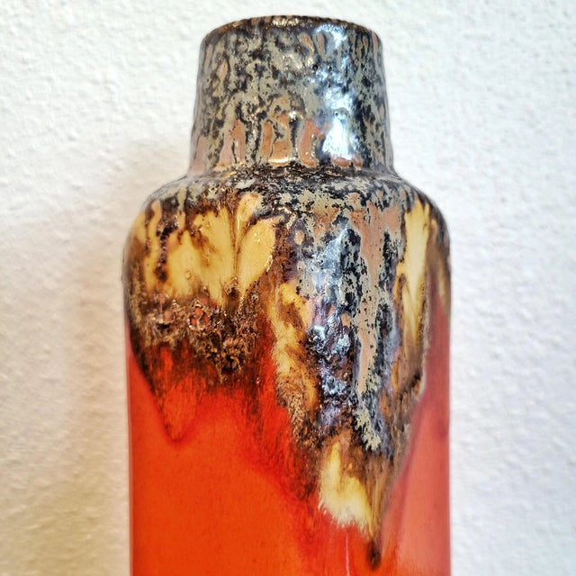 Persimmon Tall Persimmon-Orange Ü-Keramik Fat Lava Vase Nr. 1438/30 For Sale - Image 8 of 12