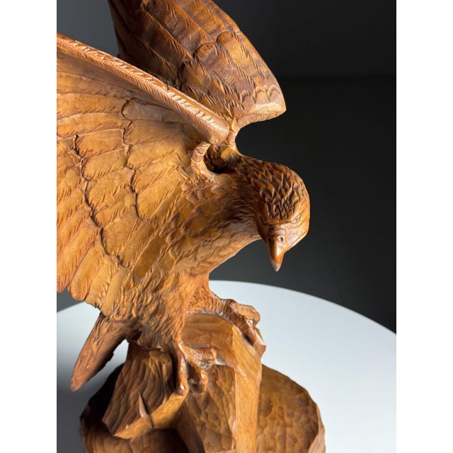 Black Forest Carved Wood Eagle Figurine For Sale - Image 4 of 13