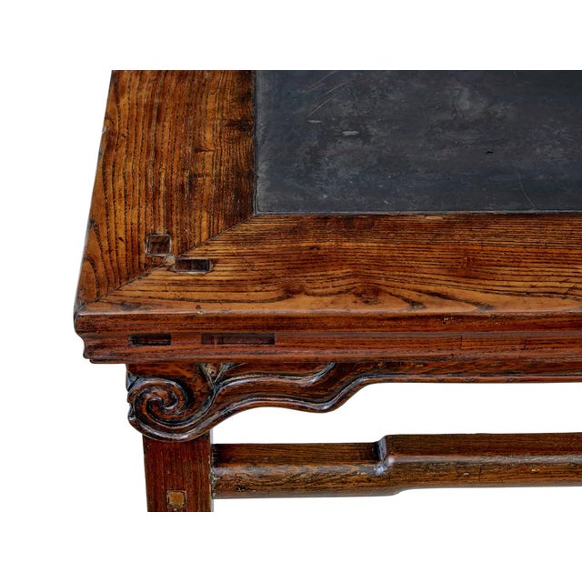 Large 19th Century chinese hard wood marble inset table circa 1880. Good quality hard wood chinese table with a dark grey...