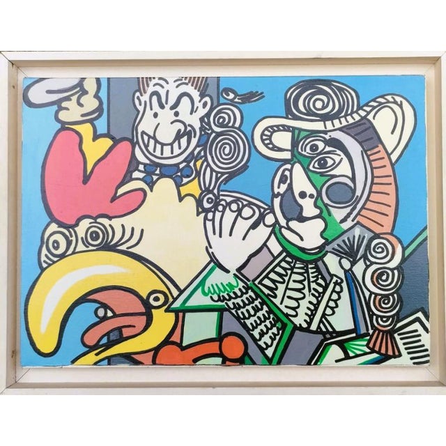 Signed Gudmundur Erró Oil on Canvas, Framed Pop Art Figurative Composition For Sale
