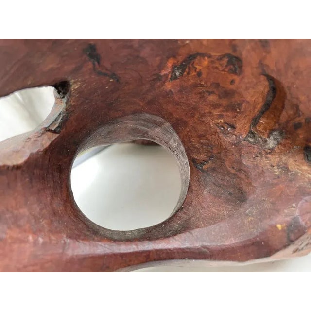 Wood Large Brutalist Wood Bowl in Brown Patina, France, 1960s For Sale - Image 7 of 10