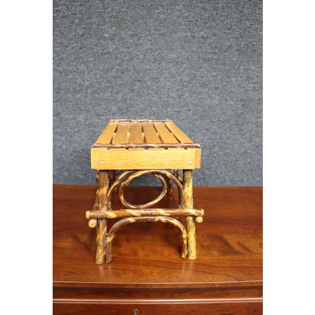 Rustic Bentwood Oak Plant Stand/Bench For Sale - Image 3 of 7