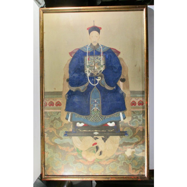 Antique Chinese Ancestor Portrait Painting, Framed For Sale - Image 12 of 12