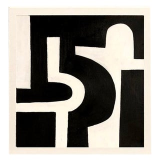 Ilana Greenberg "Bold Pathways" Black and White Graphic Acrylic Painting For Sale