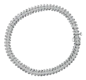 S Style Diamond Tennis Bracelet 3.60cttw 14k White Gold