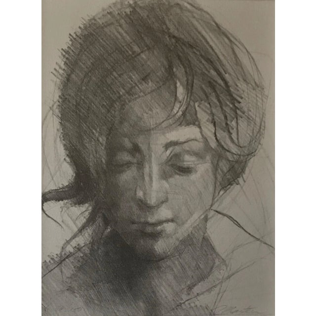American Portrait of a Girl Original Lithograph by Robert James Baxter For Sale - Image 3 of 7