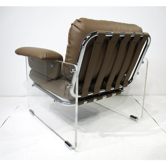 Textile Pace Argenta Upholstered and Lucite Lounge Chairs for Pace Collection For Sale - Image 7 of 17