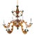 A striking vintage six-arm chandelier crafted in painted tole, showcasing a vibrant palette of gold, forest green, and...
