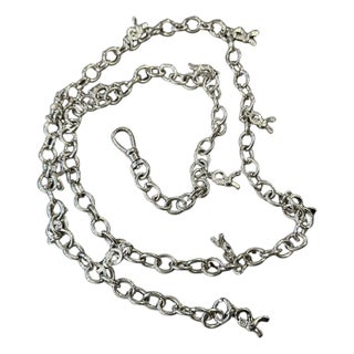 1990s Iconic Silver Plated Logo Chain Necklace by Roberta Di Camerino For Sale