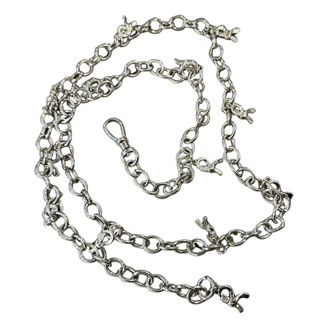 1990s Iconic Silver Plated Logo Chain Necklace by Roberta Di Camerino For Sale