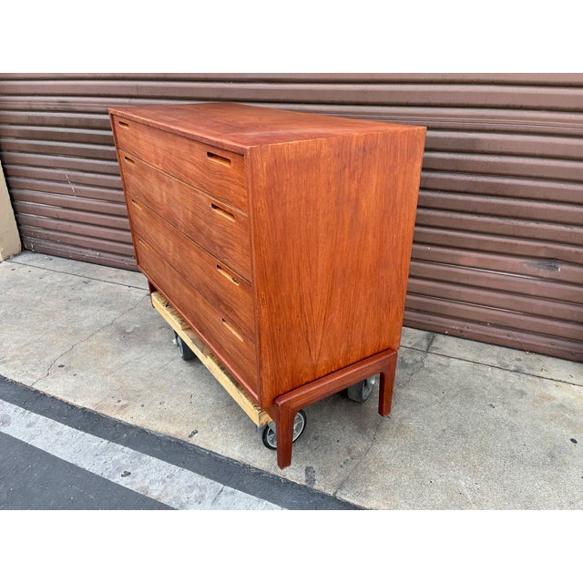 Mid-Century Modern 1950s Vintage Danish Modern Teak Chest of Drawers Attributed to William Watting For Sale - Image 3 of 6