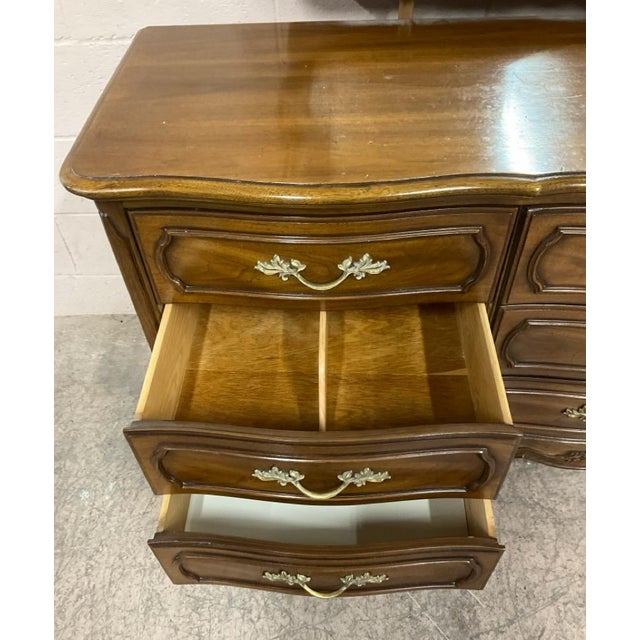 Mid-Century Thomasville French Provincial 9-Drawer Dresser & Mirror For Sale - Image 12 of 16