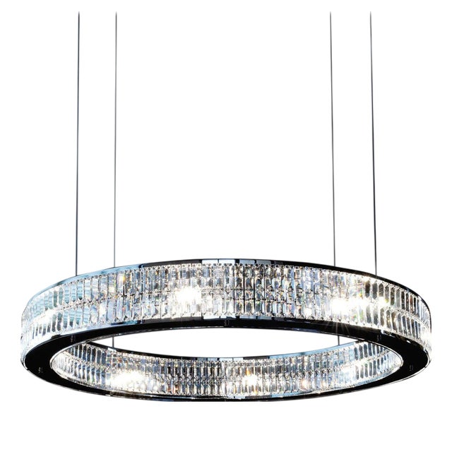 Eclipse Double Crystal Layer Pendant Lamp by Aggiolight For Sale