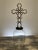 Gothic Handmade Crystal Cross Assemblage Sculpture on Clear Glass Bottle For Sale - Image 3 of 7